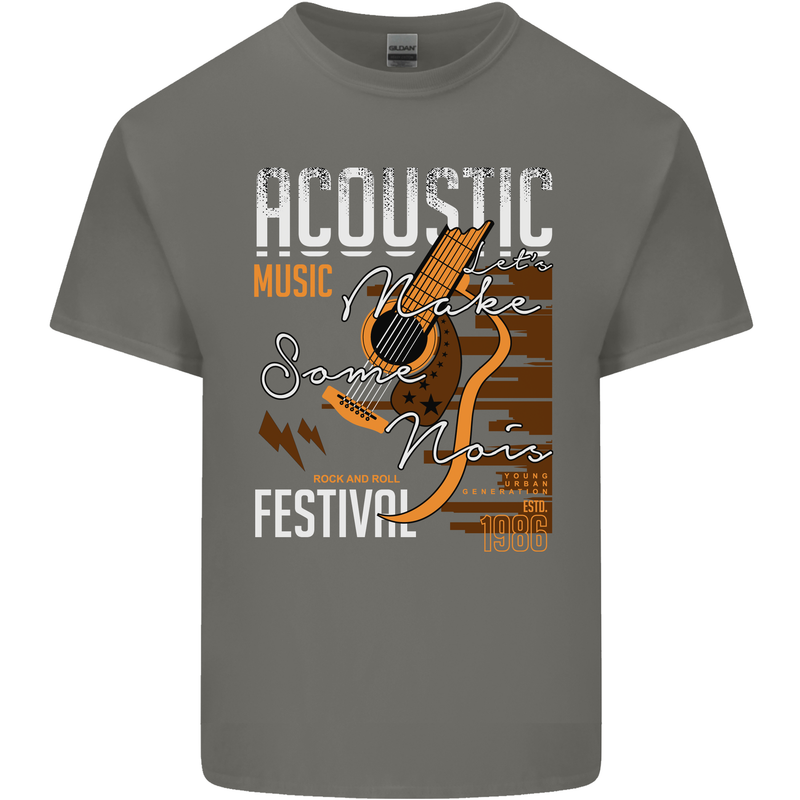 Acoustic Music Country & Western Guitar Mens Cotton T-Shirt Tee Top Charcoal