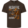 Acoustic Music Country & Western Guitar Mens Cotton T-Shirt Tee Top Dark Chocolate