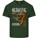 Acoustic Music Country & Western Guitar Mens Cotton T-Shirt Tee Top Forest Green