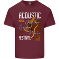 Acoustic Music Country & Western Guitar Mens Cotton T-Shirt Tee Top Maroon