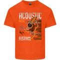 Acoustic Music Country & Western Guitar Mens Cotton T-Shirt Tee Top Orange