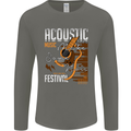 Acoustic Music Country & Western Guitar Mens Long Sleeve T-Shirt Charcoal