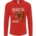 Acoustic Music Country & Western Guitar Mens Long Sleeve T-Shirt Red