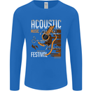 Acoustic Music Country & Western Guitar Mens Long Sleeve T-Shirt Royal Blue