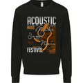 Acoustic Music Country & Western Guitar Mens Sweatshirt Jumper Black