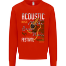 Acoustic Music Country & Western Guitar Mens Sweatshirt Jumper Bright Red
