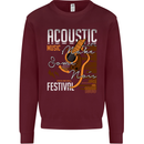 Acoustic Music Country & Western Guitar Mens Sweatshirt Jumper Maroon