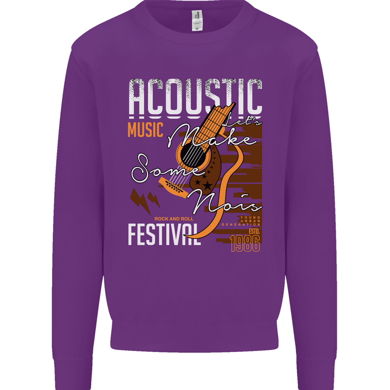 Acoustic Music Country & Western Guitar Mens Sweatshirt Jumper Purple
