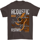 Acoustic Music Country & Western Guitar Mens T-Shirt 100% Cotton Dark Chocolate