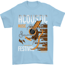Acoustic Music Country & Western Guitar Mens T-Shirt 100% Cotton Light Blue