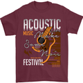 Acoustic Music Country & Western Guitar Mens T-Shirt 100% Cotton Maroon