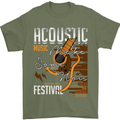 Acoustic Music Country & Western Guitar Mens T-Shirt 100% Cotton Military Green