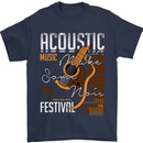 Acoustic Music Country & Western Guitar Mens T-Shirt 100% Cotton Navy Blue