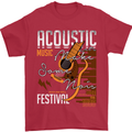 Acoustic Music Country & Western Guitar Mens T-Shirt 100% Cotton Red