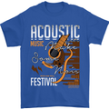 Acoustic Music Country & Western Guitar Mens T-Shirt 100% Cotton Royal Blue