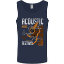 Acoustic Music Country & Western Guitar Mens Vest Tank Top Navy Blue