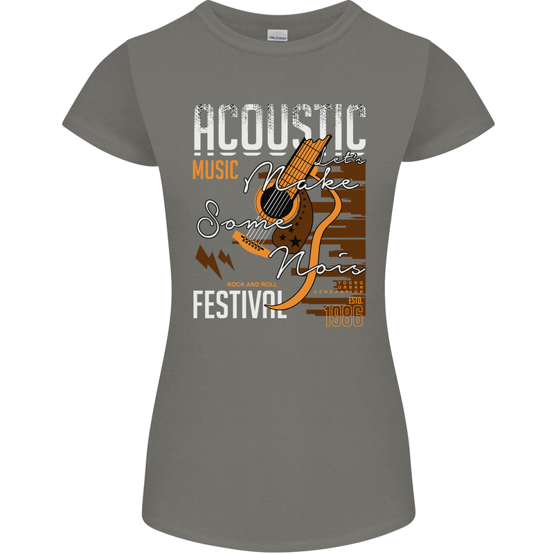 Acoustic Music Country & Western Guitar Womens Petite Cut T-Shirt Charcoal