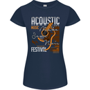 Acoustic Music Country & Western Guitar Womens Petite Cut T-Shirt Navy Blue