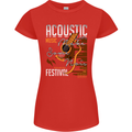 Acoustic Music Country & Western Guitar Womens Petite Cut T-Shirt Red