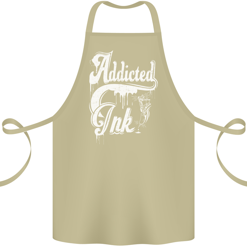 Addicted Ink Tattoo Tattooist Biker Art Cotton Apron 100% Organic Khaki