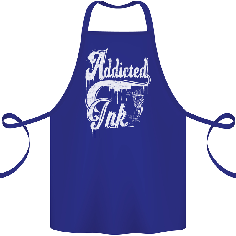 Addicted Ink Tattoo Tattooist Biker Art Cotton Apron 100% Organic Royal Blue