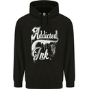 Addicted Ink Tattoo Tattooist Biker Art Mens 80% Cotton Hoodie Black