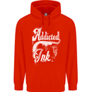 Addicted Ink Tattoo Tattooist Biker Art Mens 80% Cotton Hoodie Bright Red