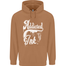 Addicted Ink Tattoo Tattooist Biker Art Mens 80% Cotton Hoodie Caramel Latte