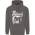 Addicted Ink Tattoo Tattooist Biker Art Mens 80% Cotton Hoodie Charcoal