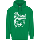 Addicted Ink Tattoo Tattooist Biker Art Mens 80% Cotton Hoodie Irish Green