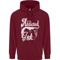 Addicted Ink Tattoo Tattooist Biker Art Mens 80% Cotton Hoodie Maroon