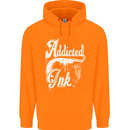 Addicted Ink Tattoo Tattooist Biker Art Mens 80% Cotton Hoodie Orange