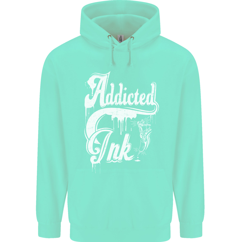 Addicted Ink Tattoo Tattooist Biker Art Mens 80% Cotton Hoodie Peppermint