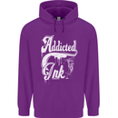 Addicted Ink Tattoo Tattooist Biker Art Mens 80% Cotton Hoodie Purple