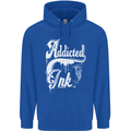 Addicted Ink Tattoo Tattooist Biker Art Mens 80% Cotton Hoodie Royal Blue