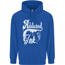 Addicted Ink Tattoo Tattooist Biker Art Mens 80% Cotton Hoodie Royal Blue