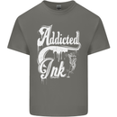 Addicted Ink Tattoo Tattooist Biker Art Mens Cotton T-Shirt Tee Top Charcoal
