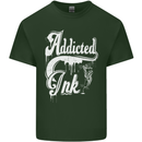 Addicted Ink Tattoo Tattooist Biker Art Mens Cotton T-Shirt Tee Top Forest Green