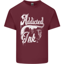 Addicted Ink Tattoo Tattooist Biker Art Mens Cotton T-Shirt Tee Top Maroon