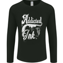 Addicted Ink Tattoo Tattooist Biker Art Mens Long Sleeve T-Shirt Black