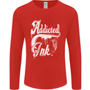 Addicted Ink Tattoo Tattooist Biker Art Mens Long Sleeve T-Shirt Red