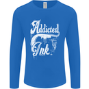 Addicted Ink Tattoo Tattooist Biker Art Mens Long Sleeve T-Shirt Royal Blue