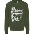 Addicted Ink Tattoo Tattooist Biker Art Mens Sweatshirt Jumper Forest Green