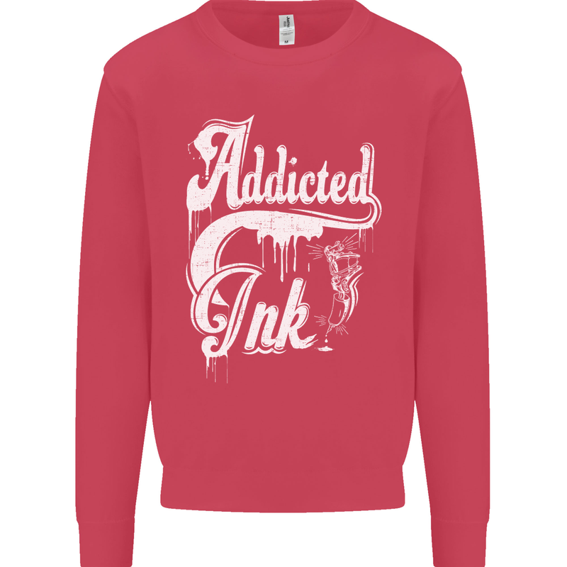 Addicted Ink Tattoo Tattooist Biker Art Mens Sweatshirt Jumper Heliconia