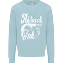Addicted Ink Tattoo Tattooist Biker Art Mens Sweatshirt Jumper Light Blue