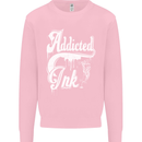 Addicted Ink Tattoo Tattooist Biker Art Mens Sweatshirt Jumper Light Pink