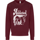 Addicted Ink Tattoo Tattooist Biker Art Mens Sweatshirt Jumper Maroon