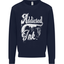 Addicted Ink Tattoo Tattooist Biker Art Mens Sweatshirt Jumper Navy Blue