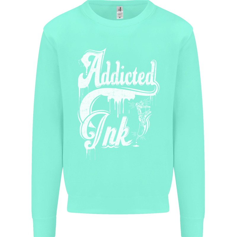 Addicted Ink Tattoo Tattooist Biker Art Mens Sweatshirt Jumper Peppermint
