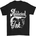 Addicted Ink Tattoo Tattooist Biker Art Mens T-Shirt Cotton Gildan Black
